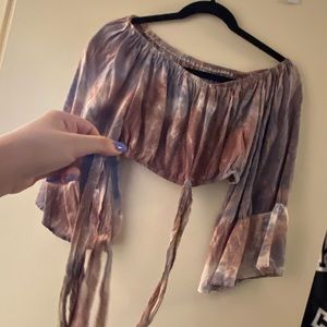 Cropped off shoulder tye dye top